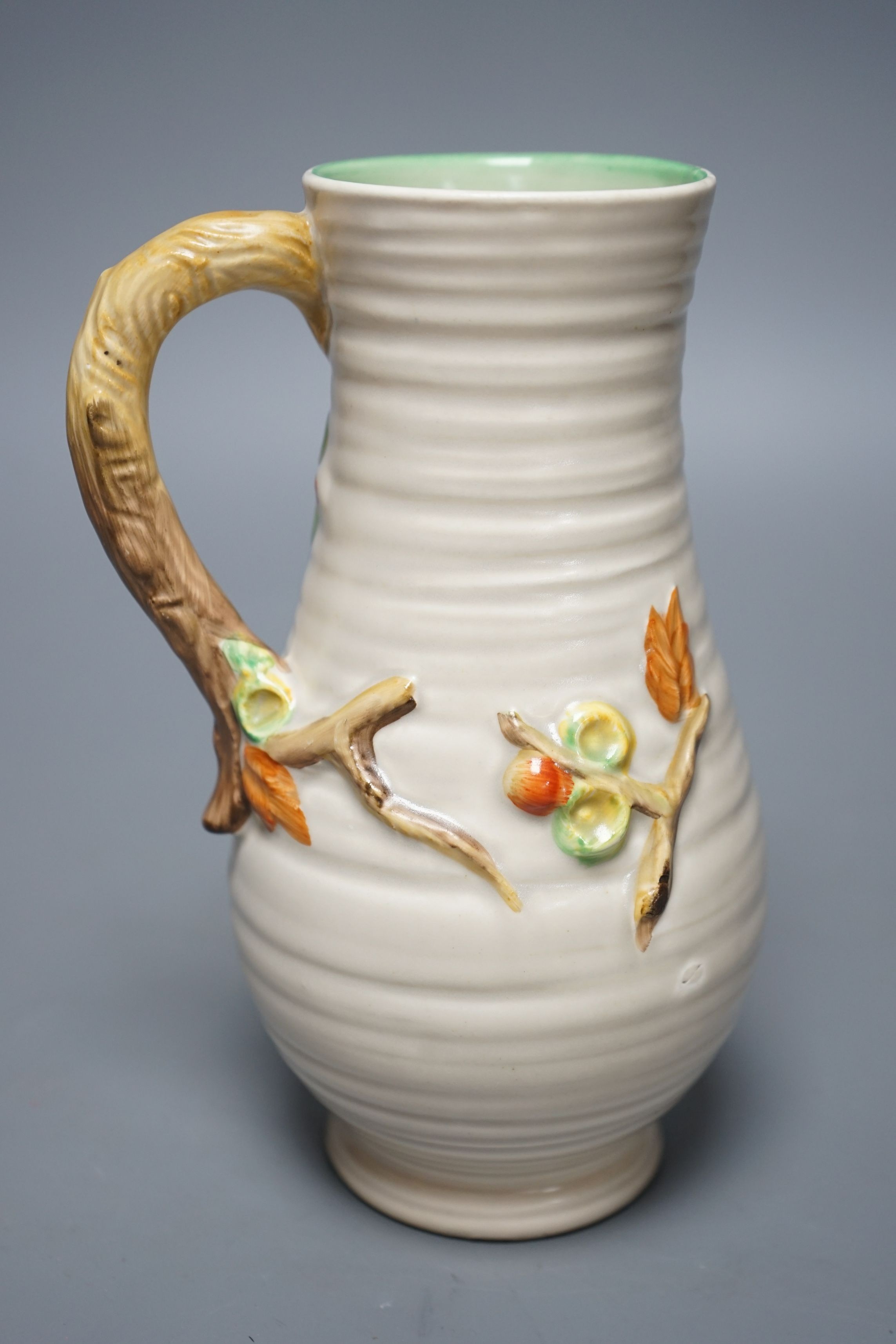 A Clarice Cliff late 1940’s handled vase, from the ‘My Garden’ series, 20.5cms high